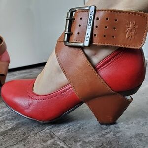 Fly London Red and Brown Heels